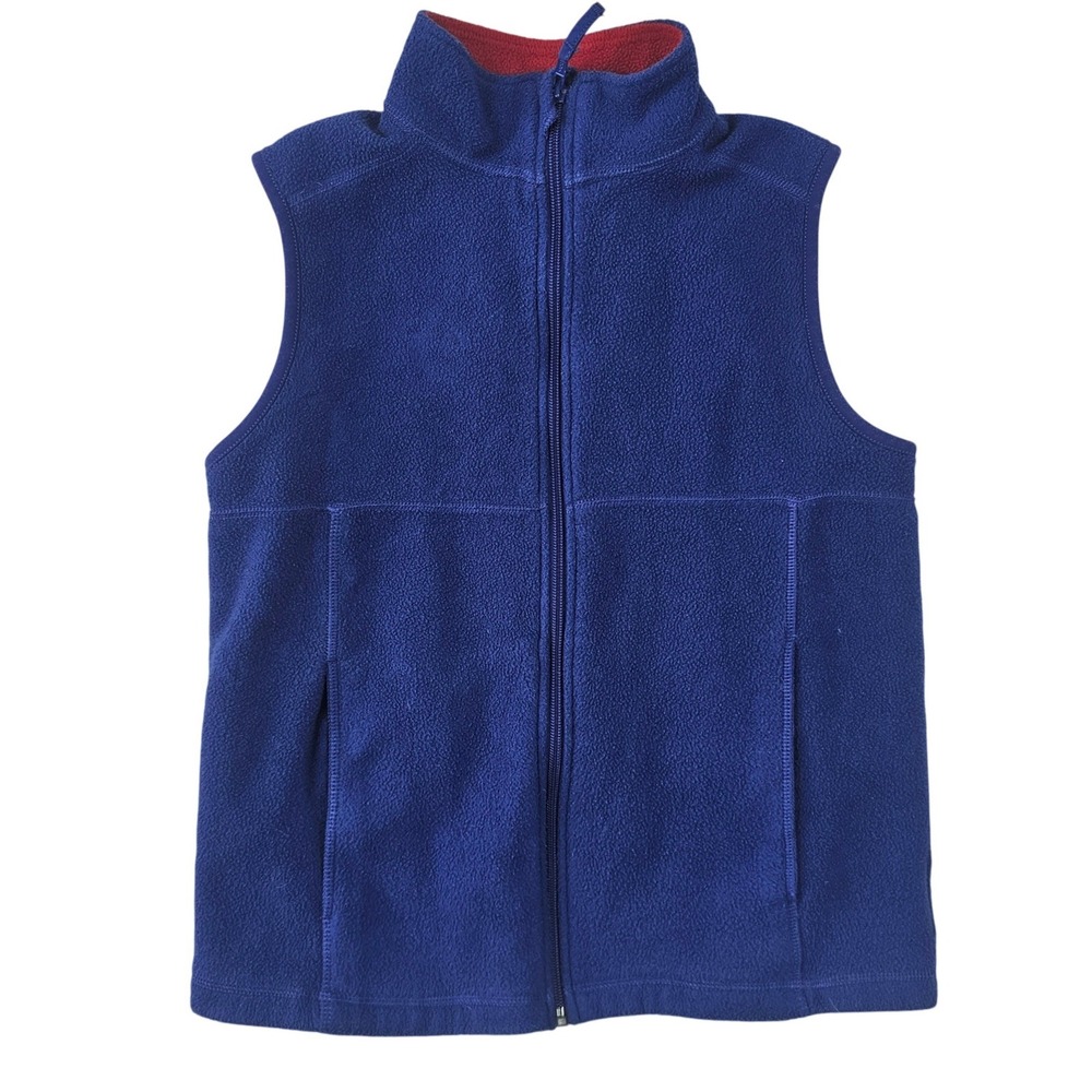 LL Bean Youth Fleece Vest Large 14 16 Royal Blue Full Zip Sleeveless Jacket CWN3